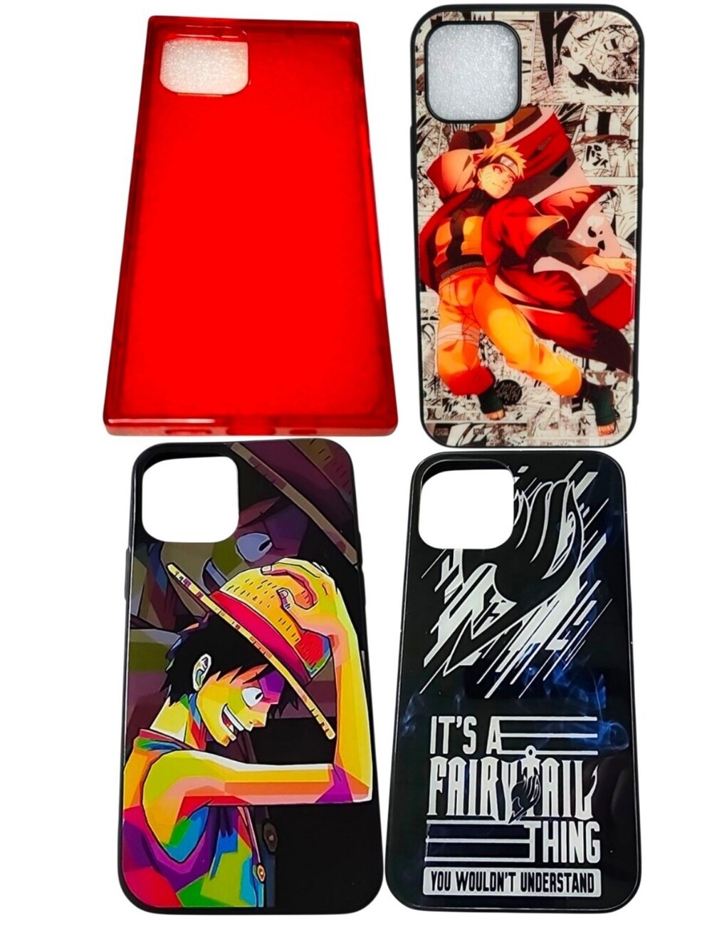 4pc Anime, Naruto, Monkey D. Luffy One Piece Cases For iPhone 12 Pro